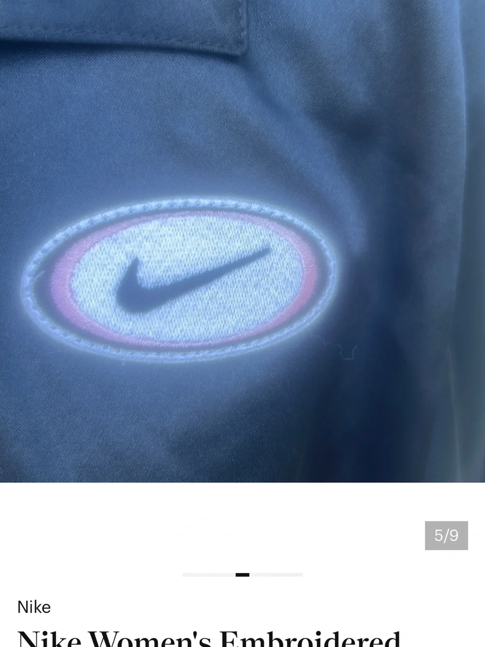 Nike Women's Black Satin Embroidered Bomber Sportswear Jacket Size M